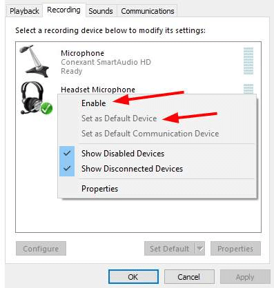 enable disable mic