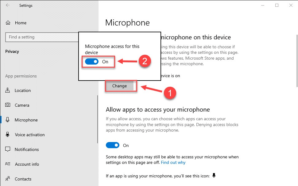 allow access to microphone