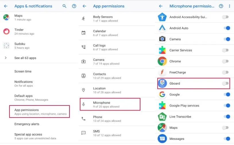 microphone settings android
