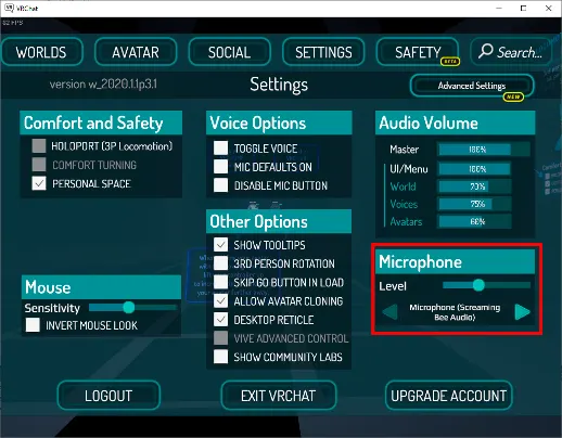 VRchat Voice Settings