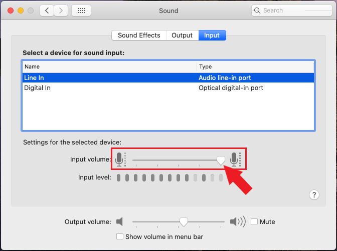 System Microphone Setting for Macbook