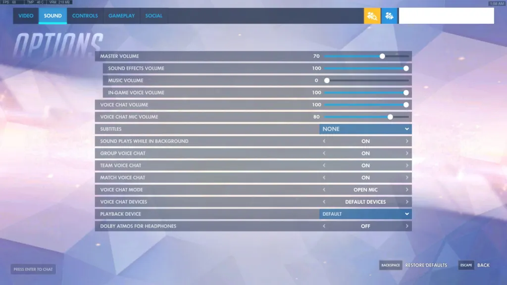 Overwatch Game Settings